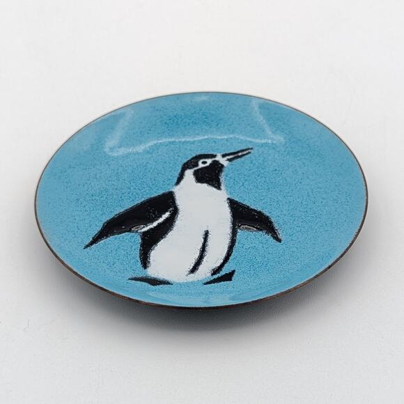 Annemarie Davidson Penguin Enamel Copper Plate MCM Art Vintage - Picture 4 of 13